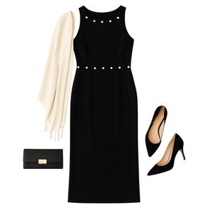 Watters and Watters Black Pearl Trimmed Formal Gown Size 6 Elegant Evening GUC